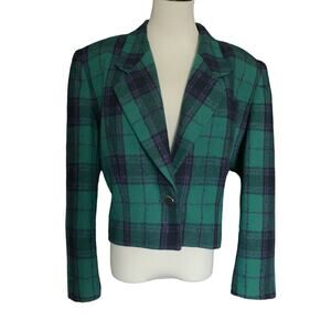 Blue & Green Vintage 80s Robinson’s Plaid Blazer Women’s Size 14